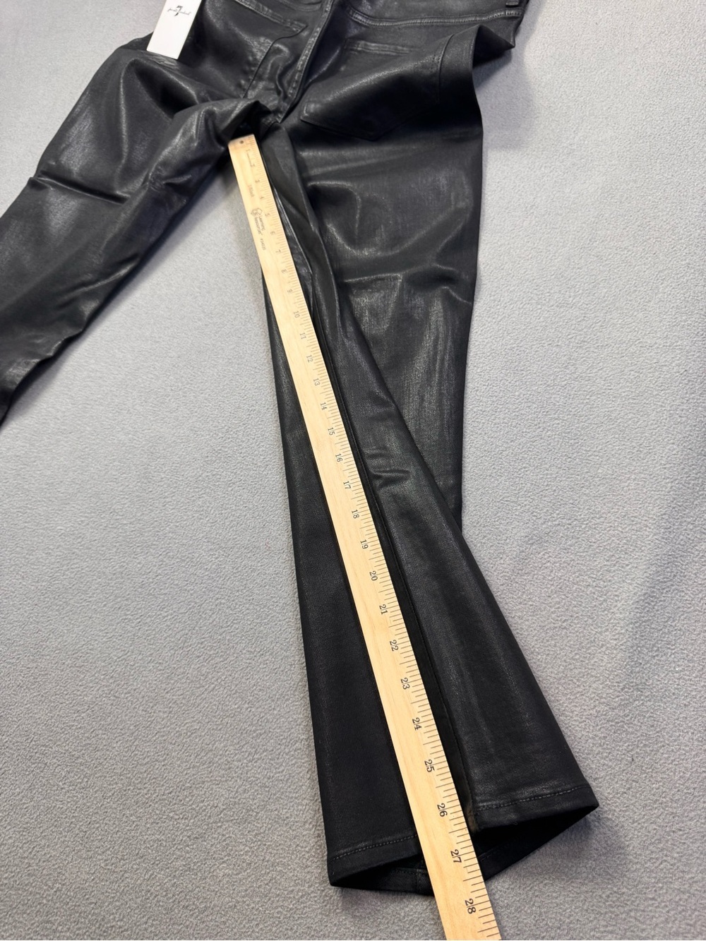 7 For All Mankind Coated High Waist Cropped Straight Black Jeans Matte Sheen, 32 - Picture 13 of 16